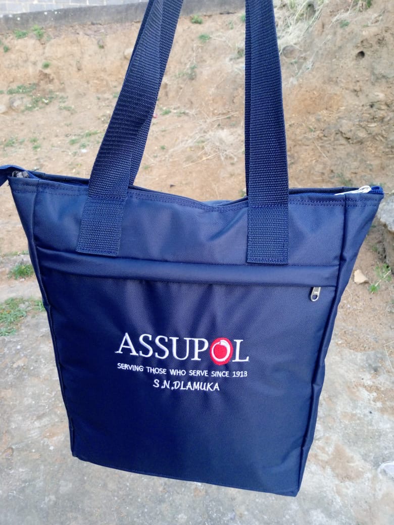 Navy tote bag with Assupol embroidery